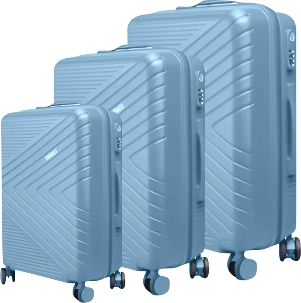 Set de 3 valises rigides Avizar bleu clair avec une serrure TSA