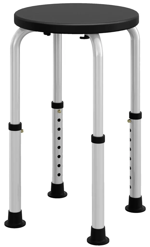 Siège de douche ergonomique noir ajustable avec embouts antidérapants 50cm