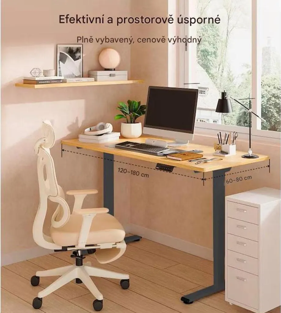 Cadre de bureau assis-debout E1B-PRO-EUV3, réglable 70-119 cm, Noir - 5