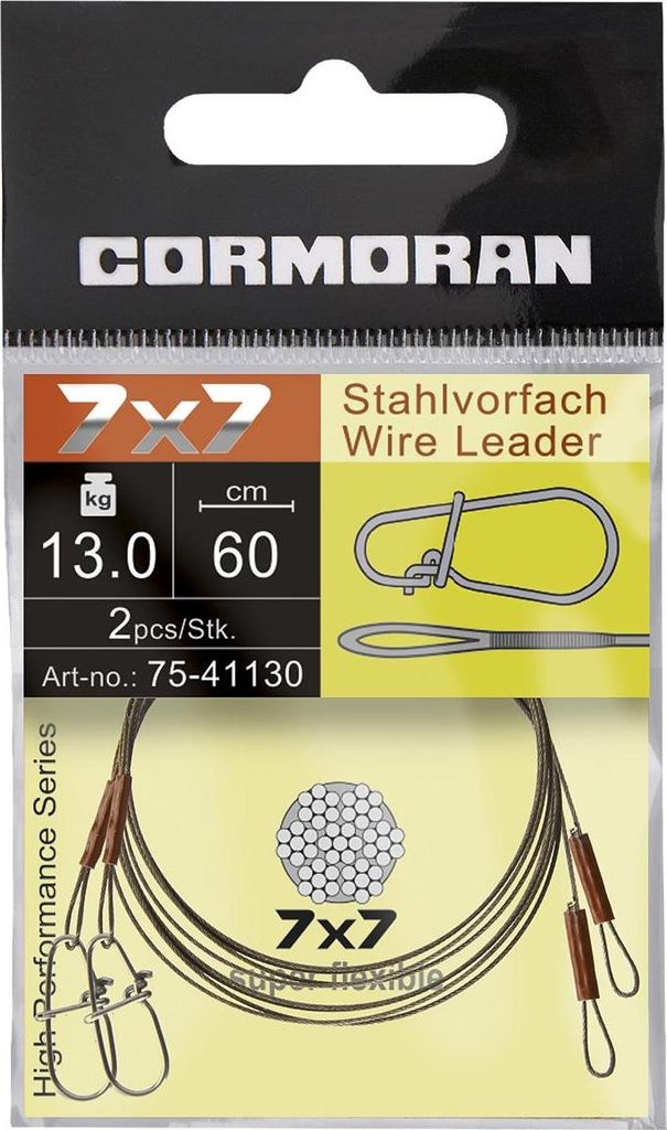 Cormoran 7x7 Stahlvorfach mit Schlaufe/Karabiner Länge 60cm Tragkraft 6,0kg
