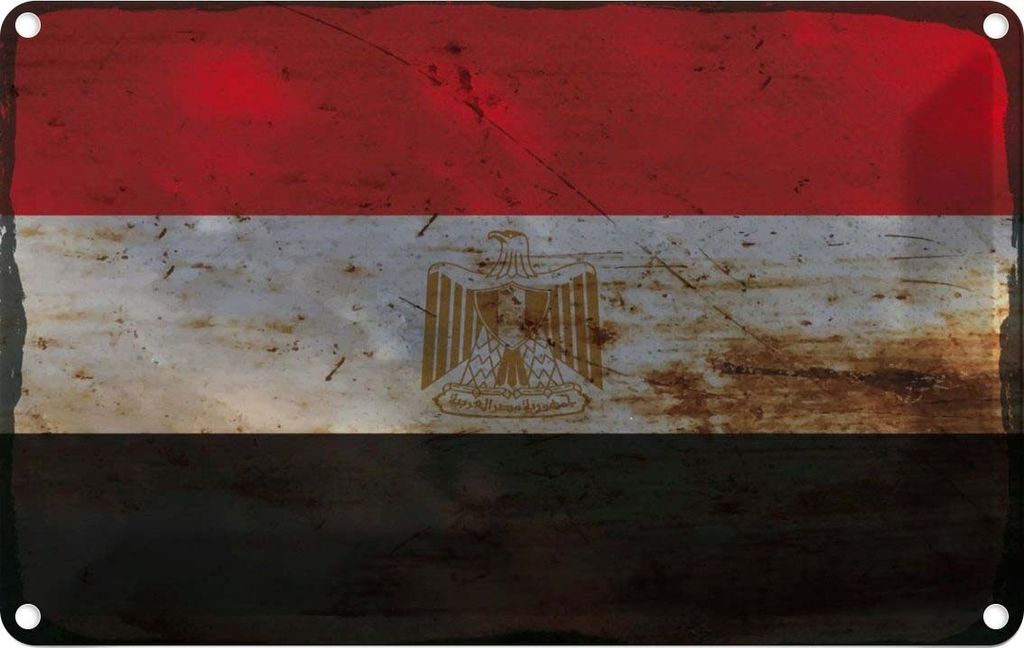 vianmo Blechschild 12x18 cm Ägypten Egypt Rost Flagge Fahne Wappen