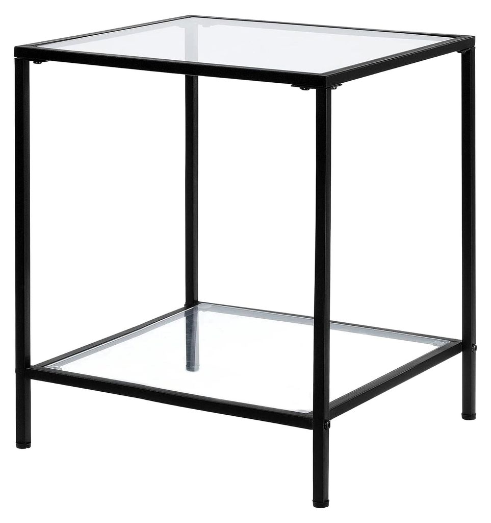Beistelltisch Norrtälje 55x45x45cm mit Glasplatte und Ablage