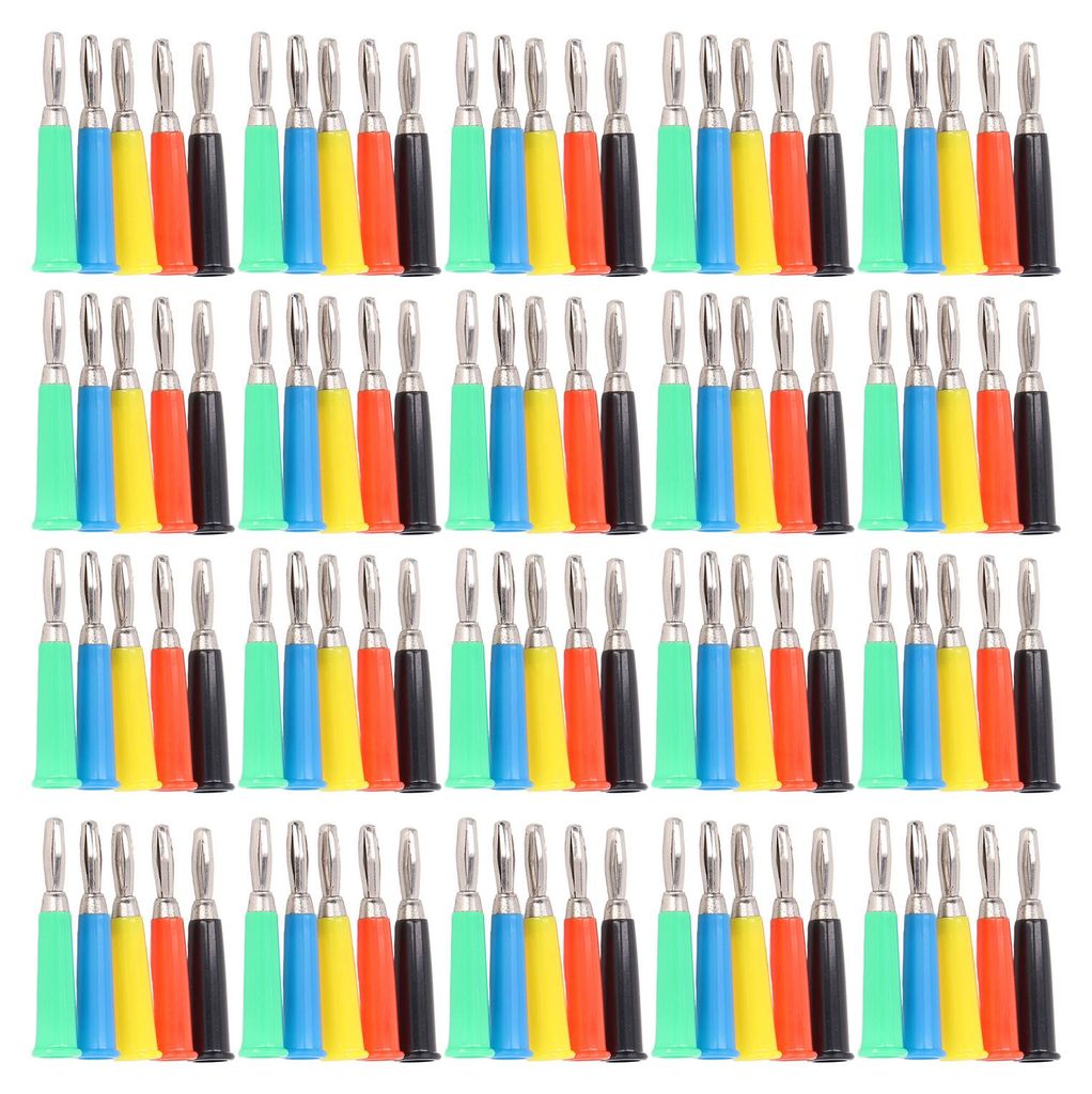 20er-Set Bananenstecker (Hornform), Messing-Zink-Legierung, ABS-geschweißt, für Spannungsprüfer, 4 mm