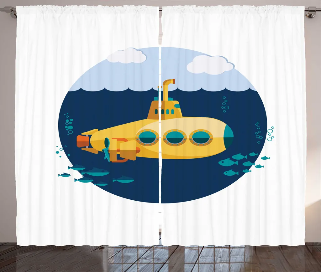 ABAKUHAUS Rideau de Douche Jaune Sous-marin Rustique 280 x 225 cm