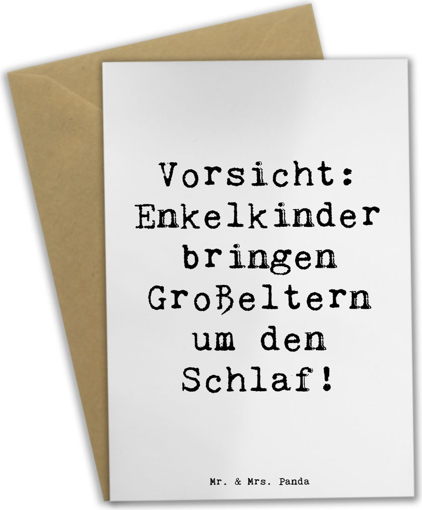 Mr. & Mrs. Panda Glückwunschkarte Spruch Enkelkinder - Weiß - Geschenk, Schlafmangel, Verwandte, einladungskarten, hochzeitskarten, Liebe, vatert...