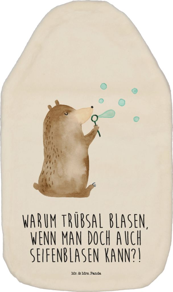Mr. & Mrs. Panda Wärmflasche Bär Seifenblasen - Weiß - Geschenk, Bettflasche, Lustig Sein Glücklich Traurig Happy, Flauschige, Teddy, naturkaut...