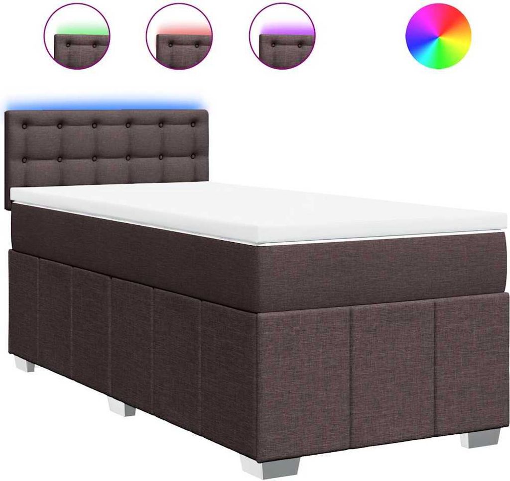 SYFAX Boxspringbett mit Matratze Dunkelbraun 90x200 cm Stoff