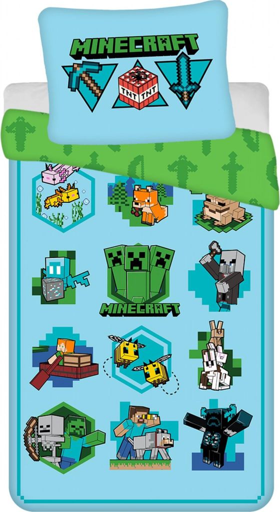 Leinen Baumwolle Minecraft Lets Play 140x200, 70x90 cm Produktbild 