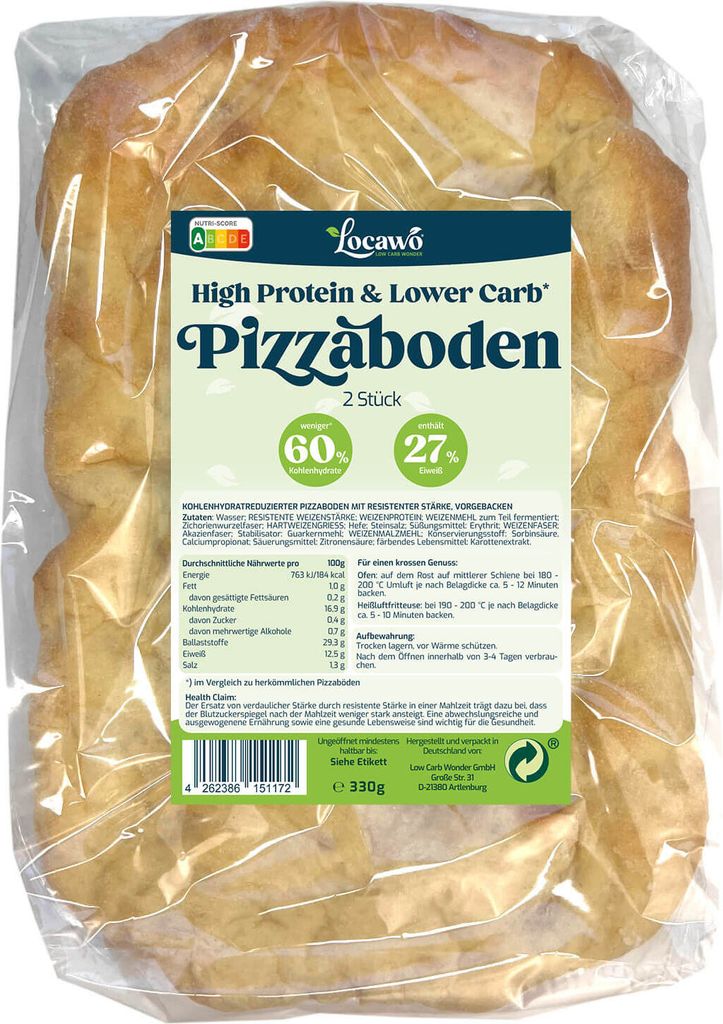 Locawo High Protein Low Carb Pizzaboden | Pizzabasis | Produktbild 