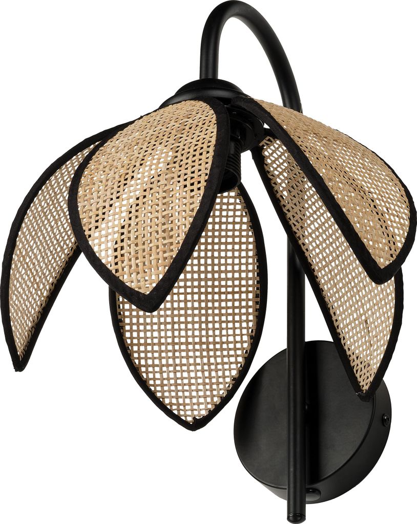 OSRAM Decor Rattan Lotus Wandleuchte E27 Braun, Rattan, Metall, natürlich, für Wohnzimmer und Schlafzimmer