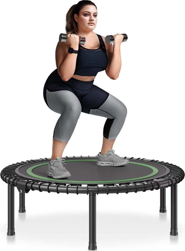 40" Foldable Mini Fitness Trampoline Adults Indoor Exercise Rebounder