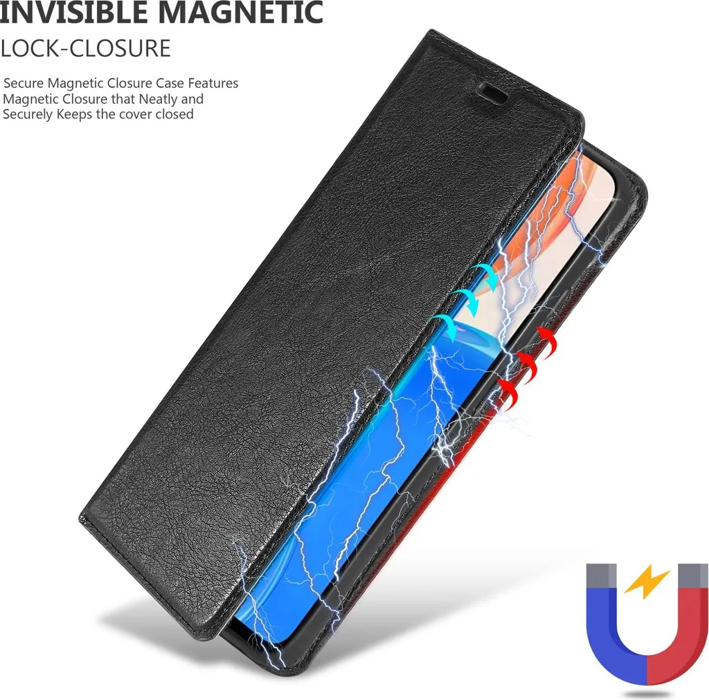 Cadorabo cover per Honor X8 4G in NERO NOTTE custodia protettiva con chiusura magnetica, funzione stand e slot per carte di credito custodia flip cover custodia per telefono cellulare flap cover book case - 5