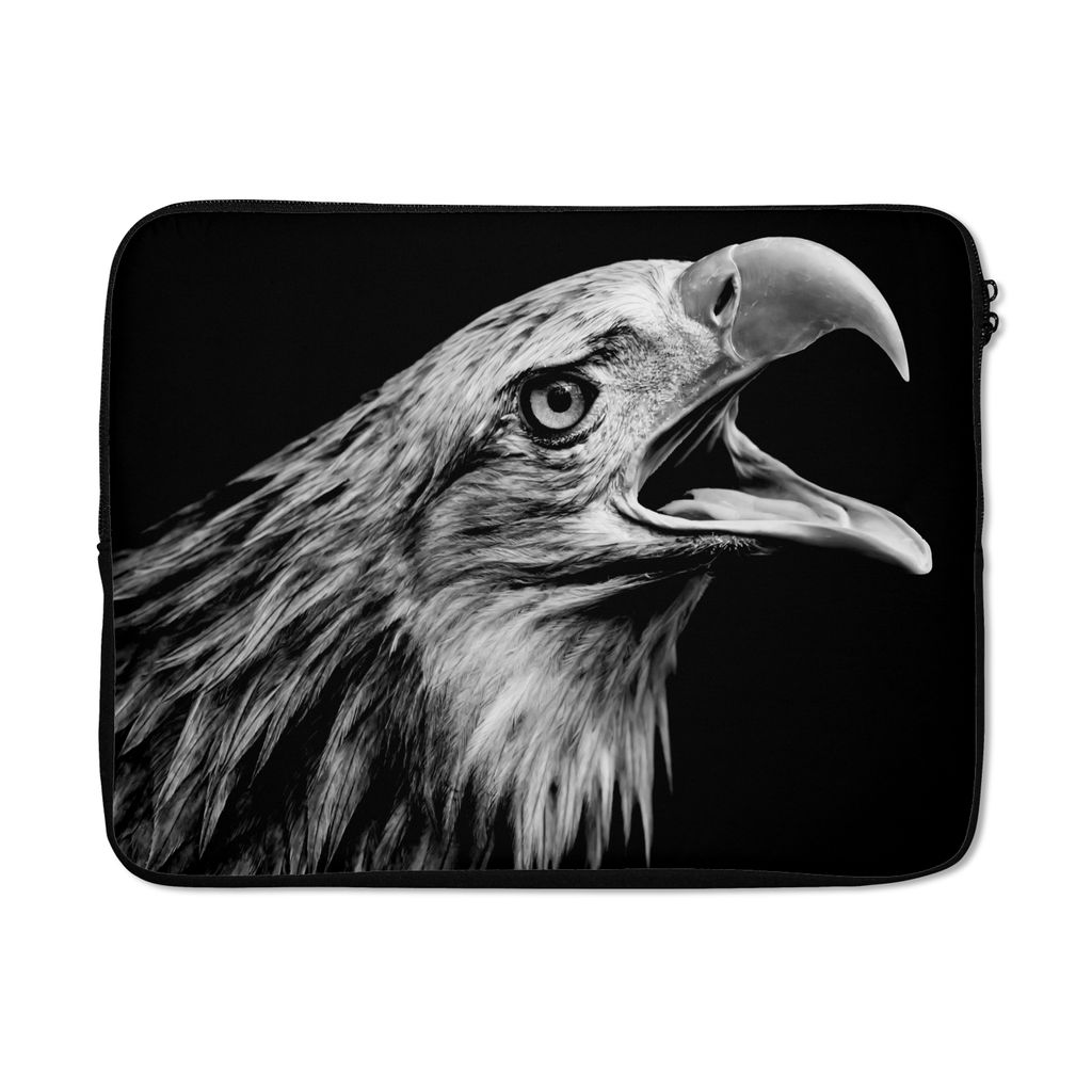 MuchoWow Laptop Hülle 17 Zoll Laptoptasche Adler - Porträt - Raubvögel - Schwarz - Weiß - Vogel - Zipper - Schutzabdeckung