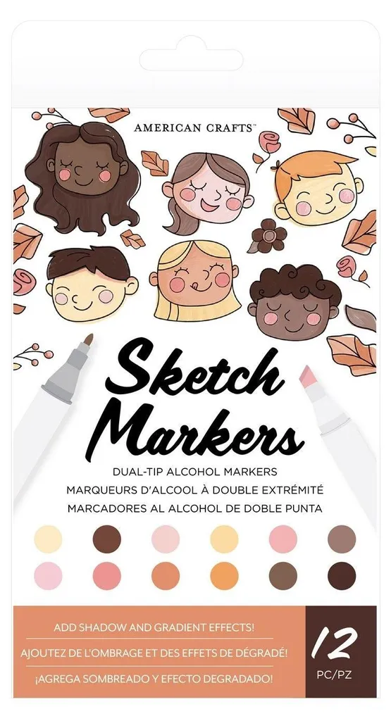 Marqueurs Sketch Double Pointe Tons Peau avec Encre Haute Densité