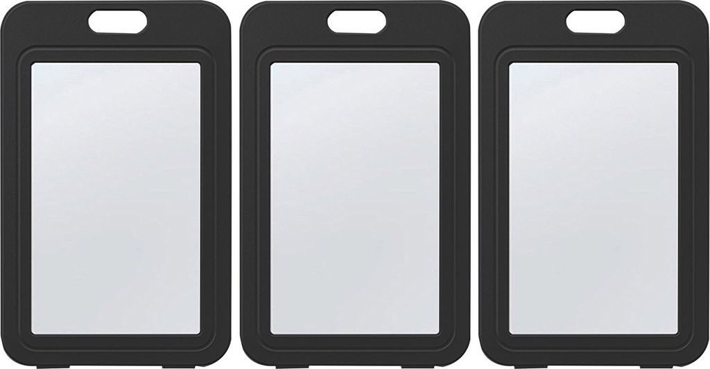 3-teiliger Ausweishalter mit doppelseitigen Fenstern, horizontal, hartes, transparentes Kunststoffgehäuse, Büro-Ausweisschutz