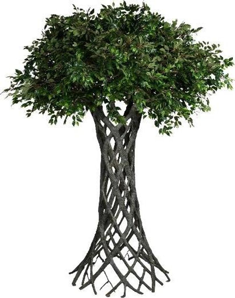 artplants.de Kunststoff Baum Ficus Benjamini WOLFTA, geflochtener Kunststamm, 320cm - Künstlicher Ficus