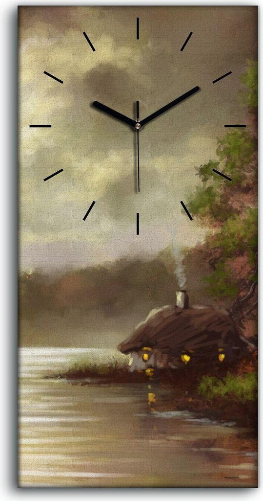 Dekor Leinwand Uhr Wandbilder 30x60 Gemälde See Bäume Produktbild 