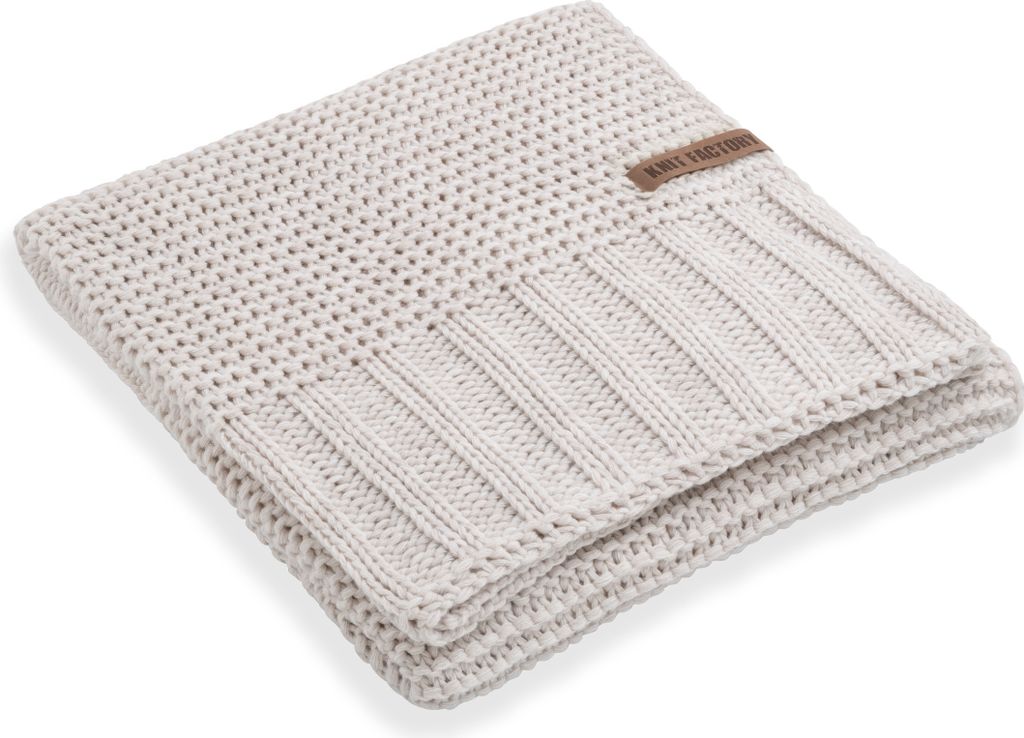 Knit Factory Vinz Plaid - Beige - 160x130 cm