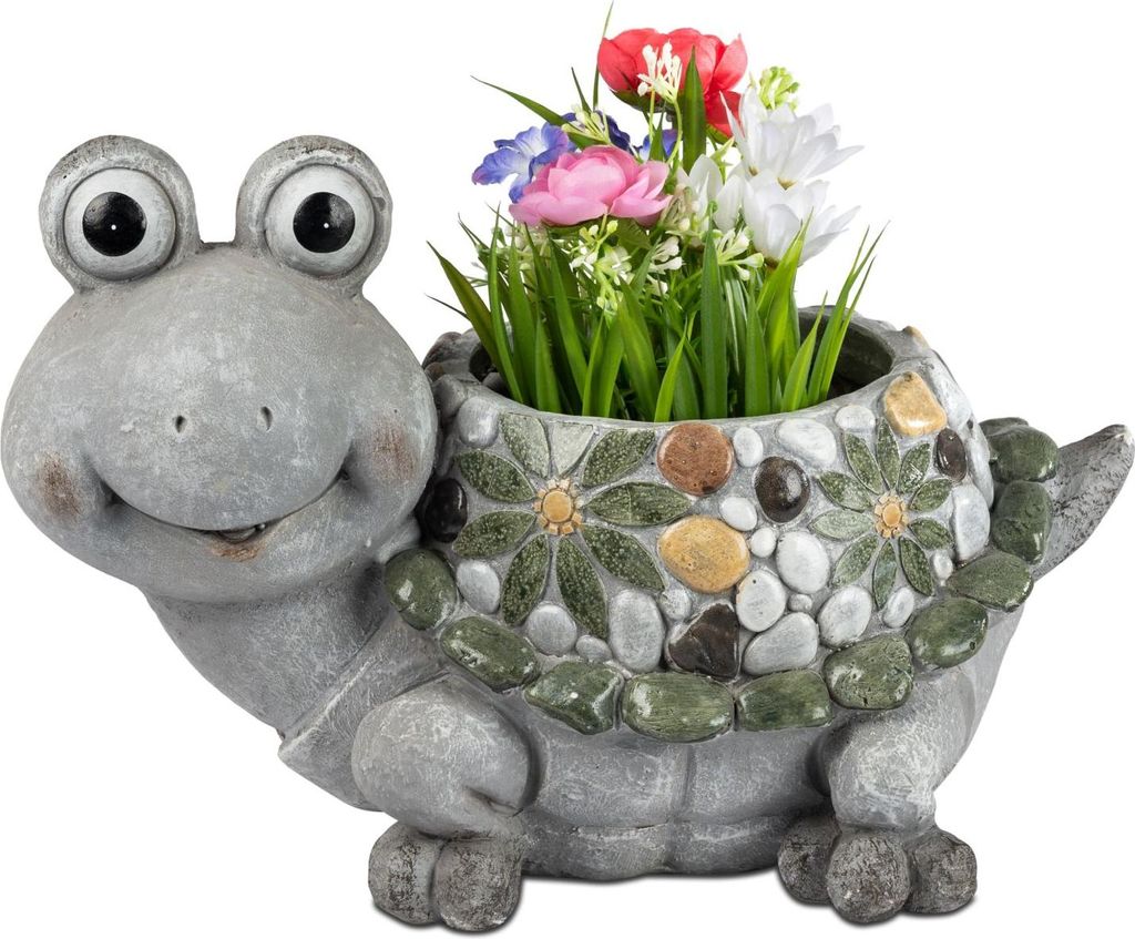 Dekofigur Schildkröte STONES zum bepflanzen 36cm grau grün Magnesia Formano S26