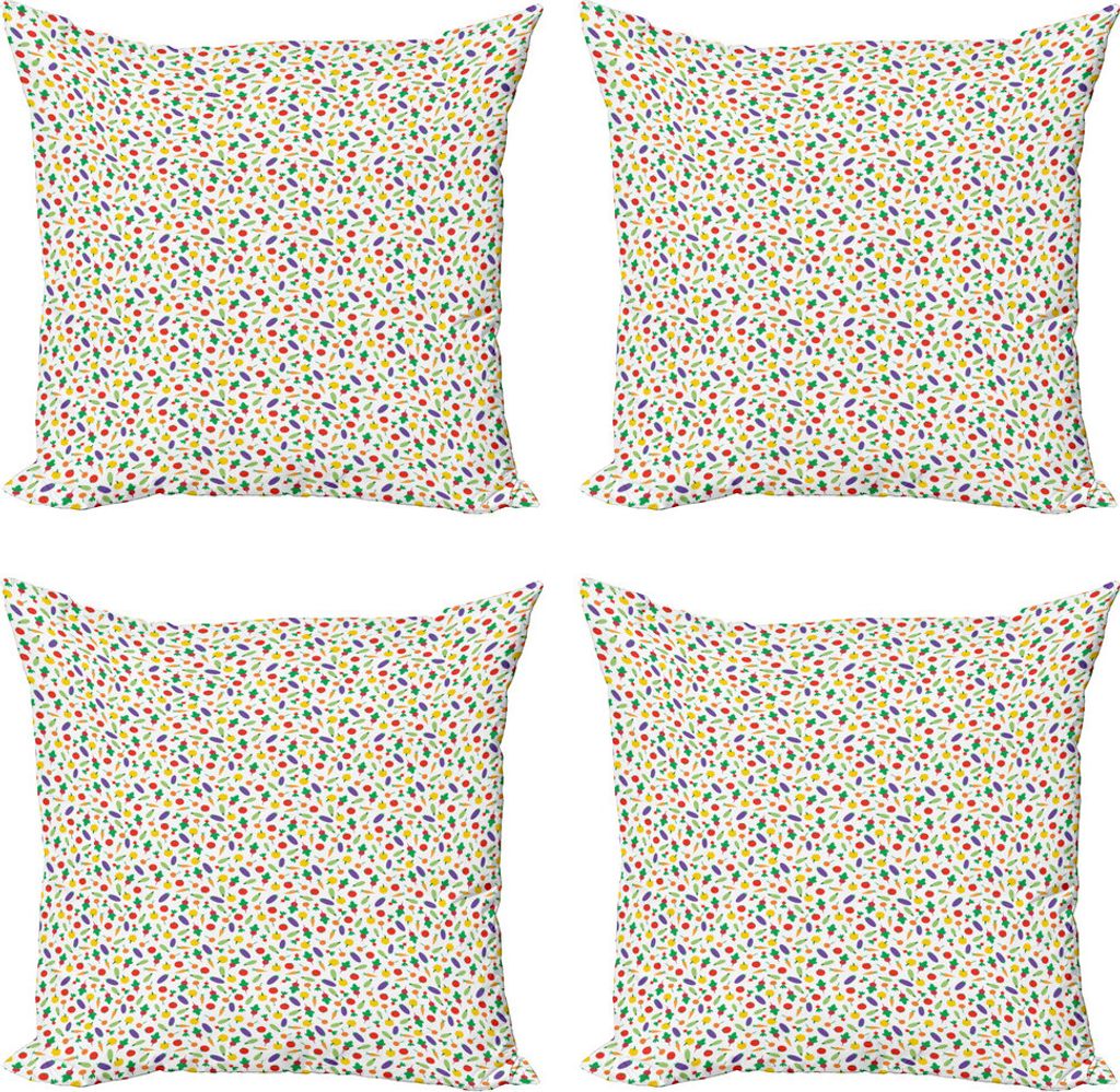 ABAKUHAUS Gemüse Kissenbezug Set (4 Stück), Zucchini Landwirtschaft, Moderner Doppelseitiger Digitaldruck, 50 cm x 50 cm, Mehrfarbig