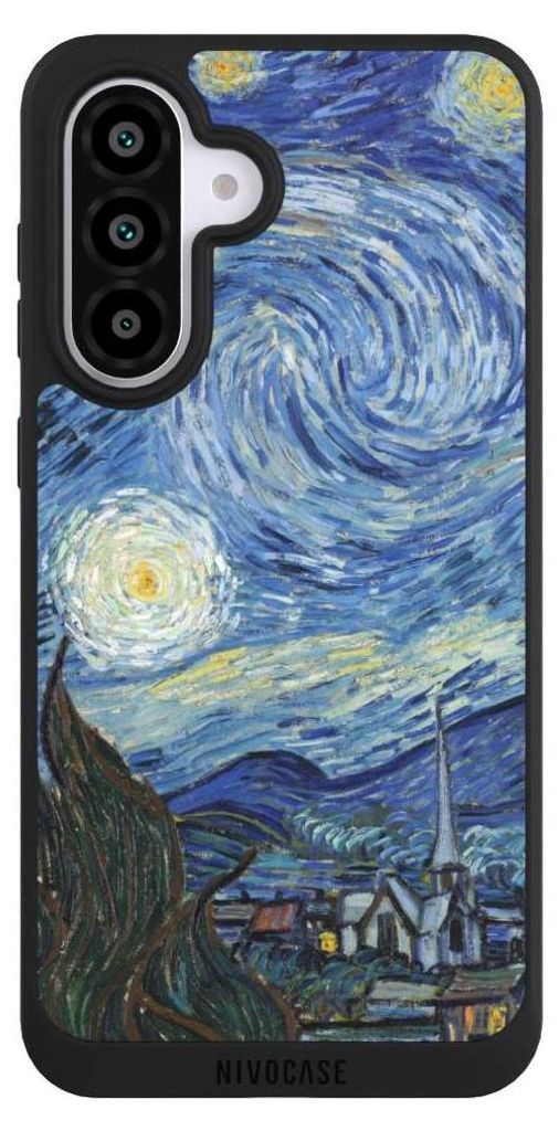 NIVOCASE Handyhülle für Samsung Galaxy A56 5G Hülle NIVOpure Case Schwarz Kunst The Starry Night