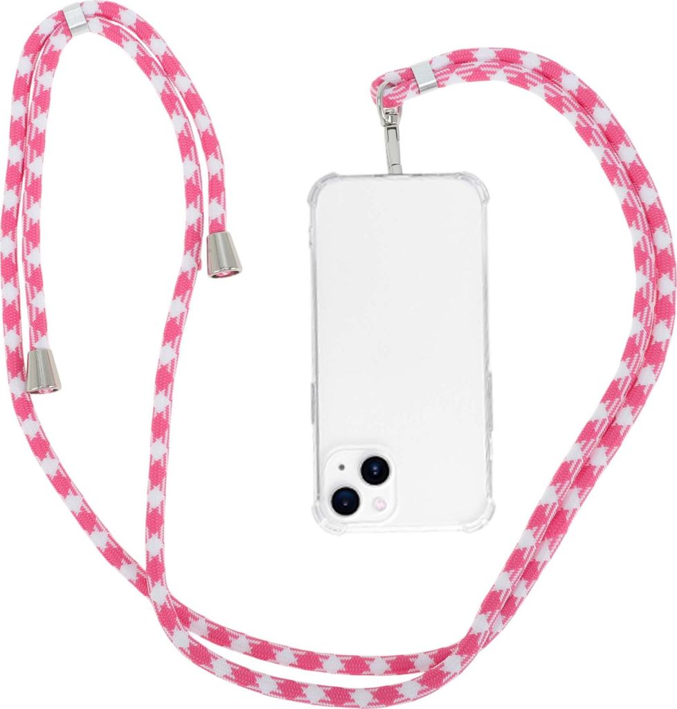 Telefonlanyard, Passend Für Alle Smartphones Mit 1 Universalpatch, Telefonband, Telefonkette Für Alle Standard-Handytaschen, Rosarot Weiß