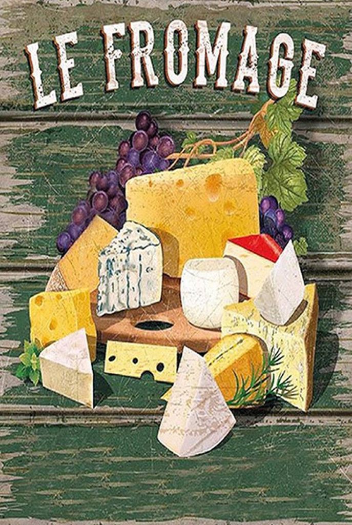 vianmo Holzschild 18x12 cm Le Fromage Käse Sorten Cheese