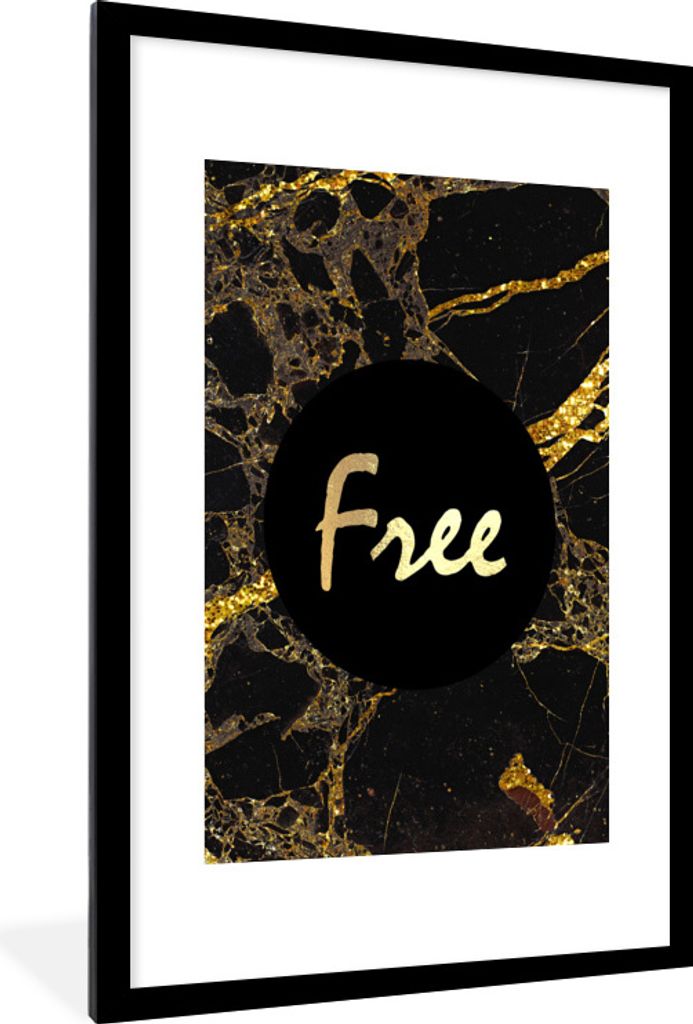 MuchoWow Gerahmtes Poster Zitate - - Gold - Marmor 60x90 cm - Poster mit Schwarzem Bilderrahmen Wandposter Rahmen Foto Bilder - Dekoration - Wan...