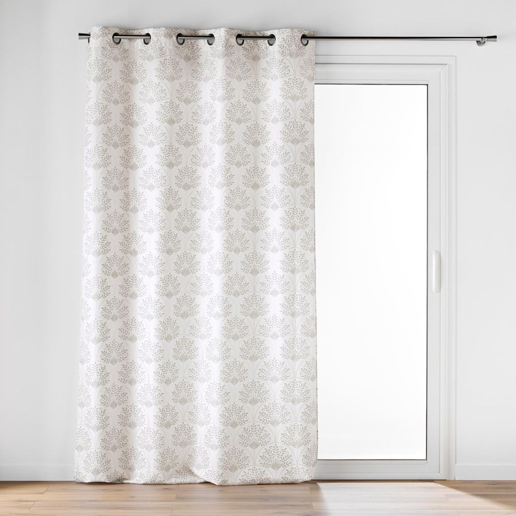Gardine MAJESTICA mit Ösen, natur gold bedruckt, aus Polyester und Metallfaser, 140x260cm