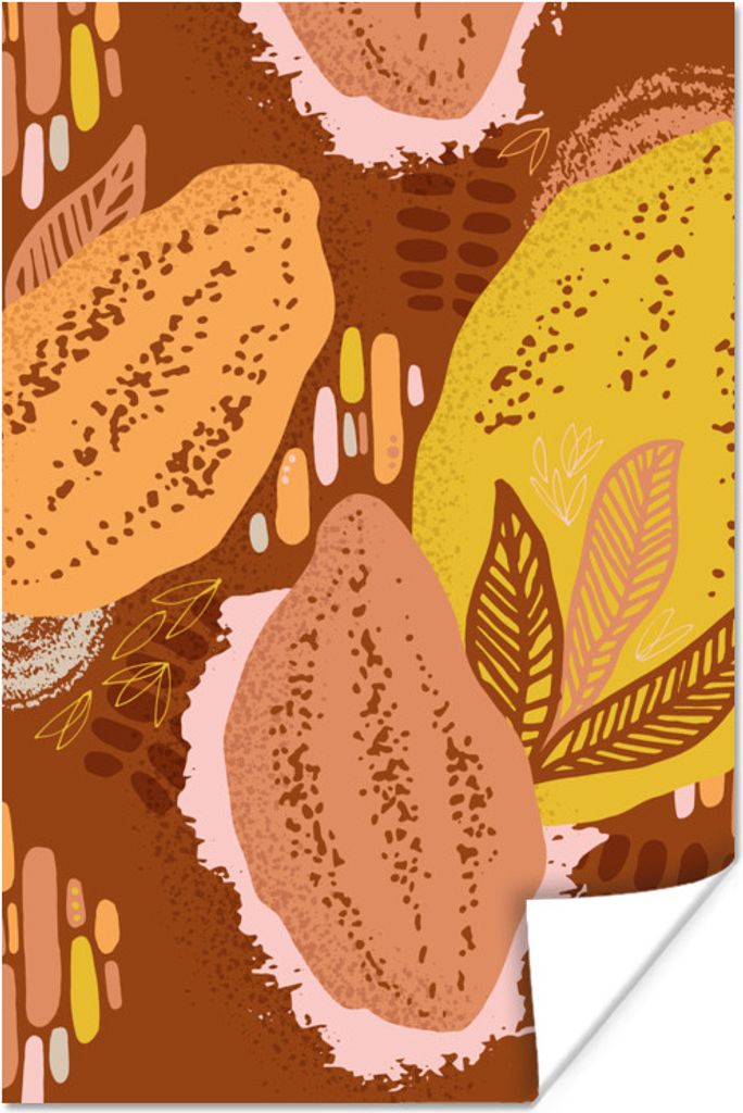 MuchoWow Poster Kakao - Muster - Abstrakt 80x120 cm - Papierdruck