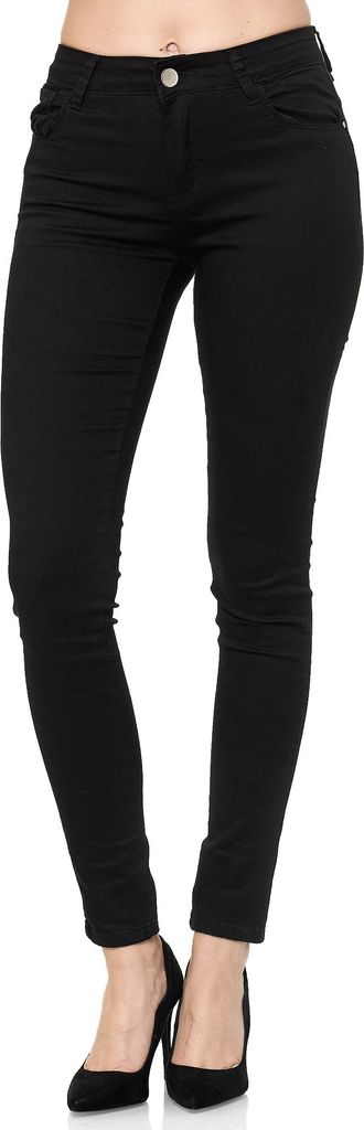 Elara Damen Stretch Hose Push Up Jeans Gummizug YA528 Black 42 (XL)