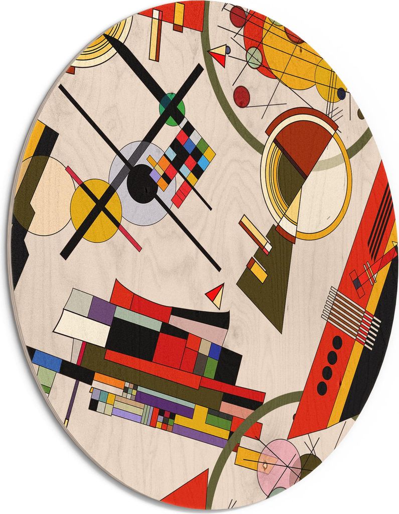 DEQORI Holzbild Ø 50 cm 'Bauhaus Rhythmen' Bild auf Holz Wandbild Kunstdruck nachhaltig
