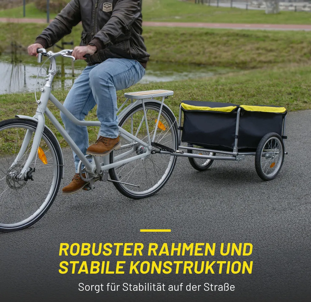 Remorque vélo cargo jaune avec bâche imperméable réglable Dunlop - 8