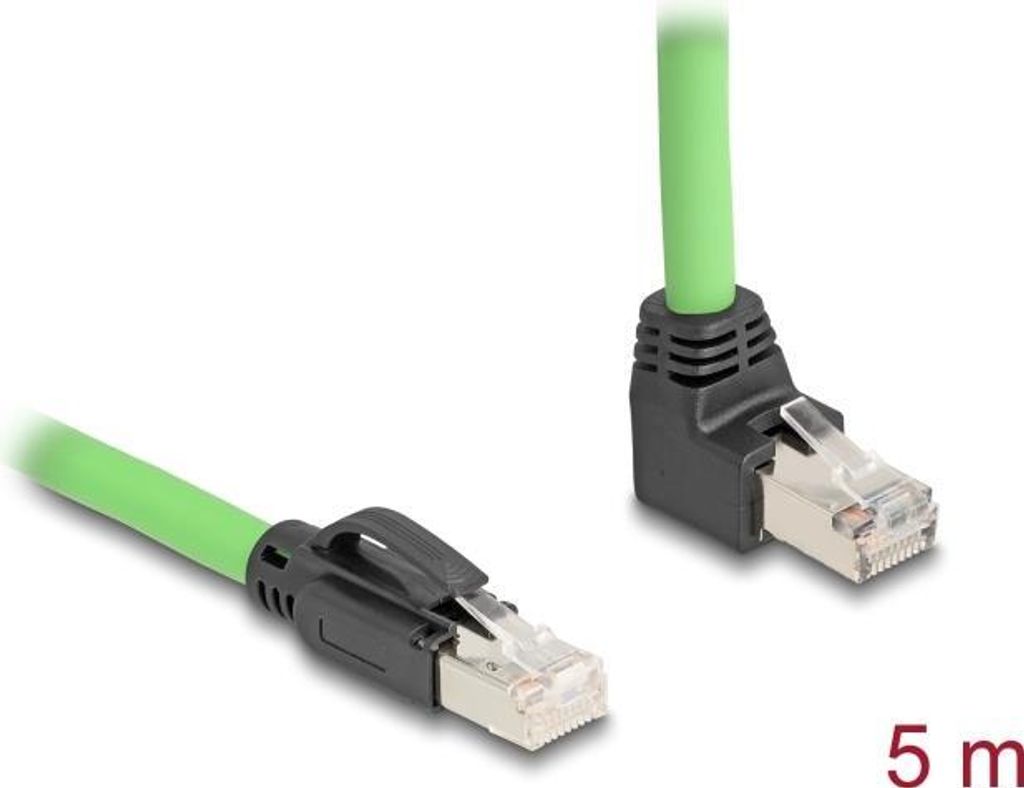 Delock - Patch-Kabel - RJ-45 (M) gerade zu RJ-45 (M) nach oben angewinkelt - 5,0m - 6,8 mm - SF/UTP - CAT 6a - ohne Hak
