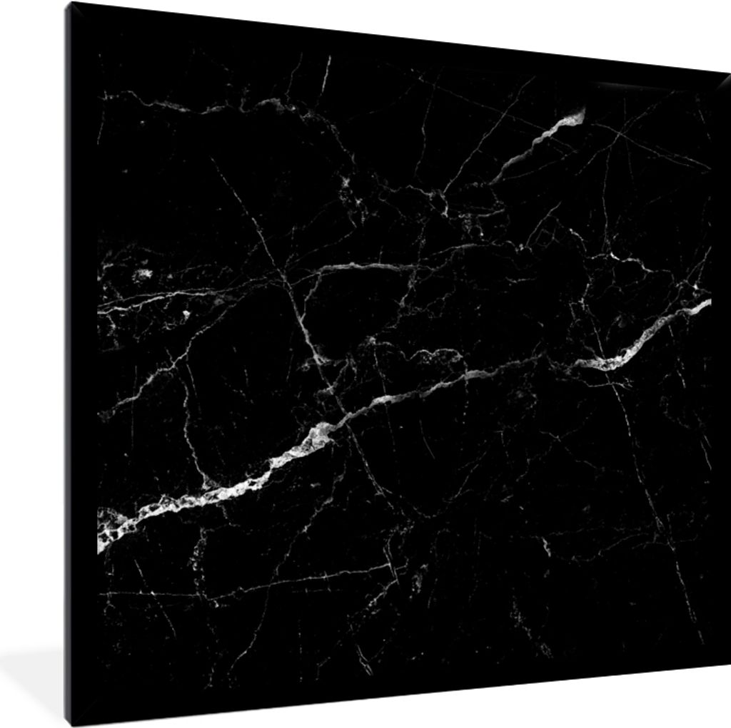 MuchoWow Gerahmtes Poster Marmor - Schwarz - Marmoroptik - Weiß - Luxus - Stein 40x40 cm - Poster mit Schwarzem Bilderrahmen Wandposter Rahmen F...
