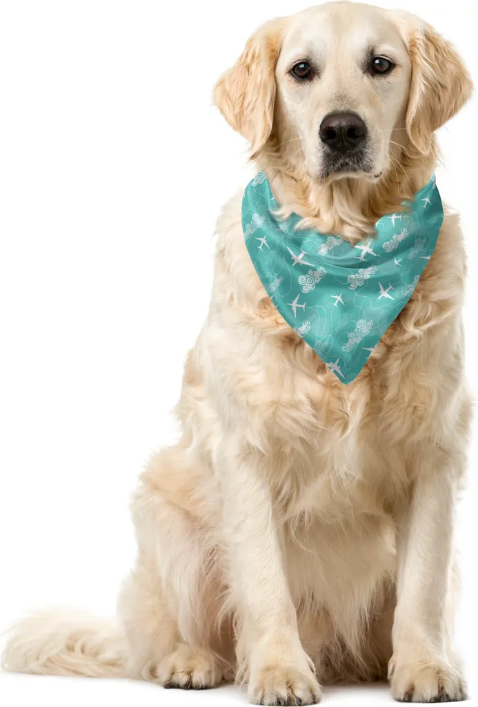 Bandana Cane ABAKUHAUS Motivo Aerei 40x40 cm - Accessorio Pet Turchese