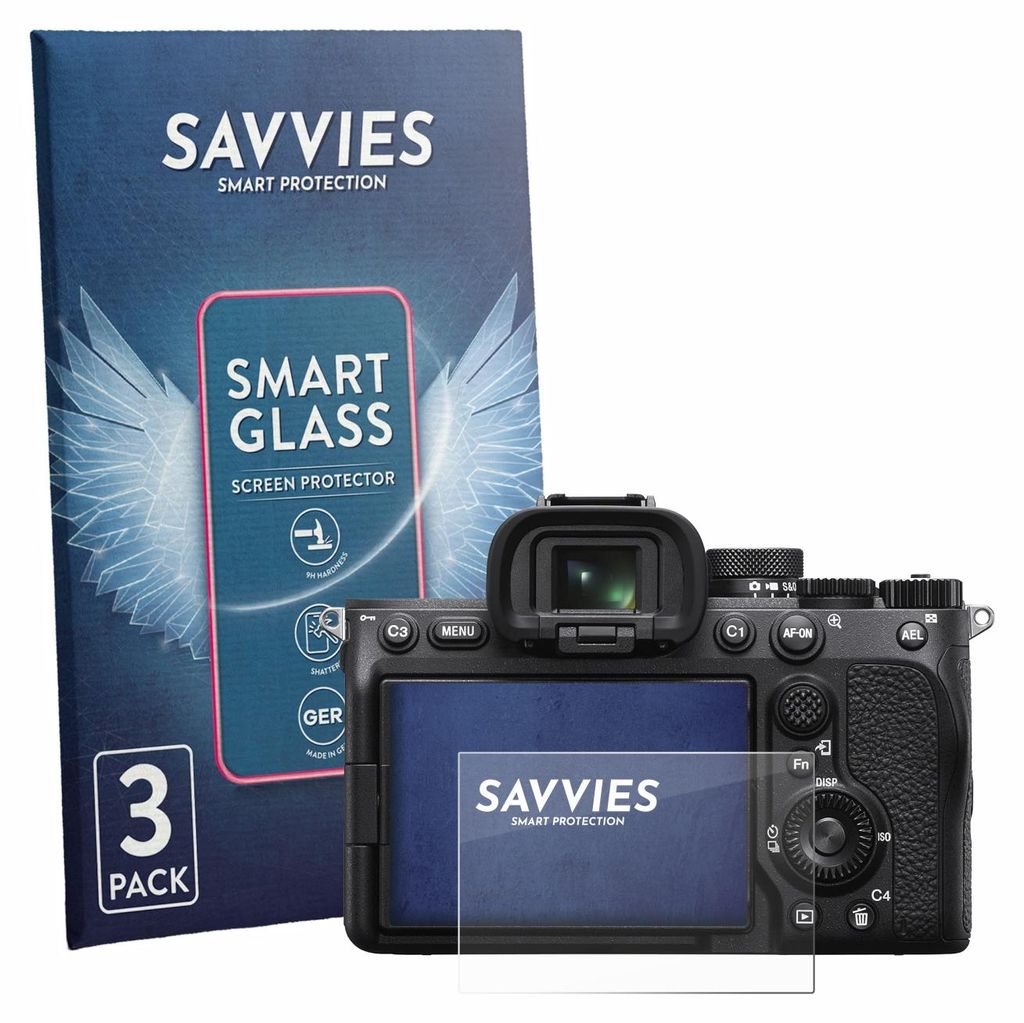 3x Savvies Schutzglas Folie für Sony Alpha 7 IV 9H Panzer Schutzfolie Glas Displayschutz klar transparent