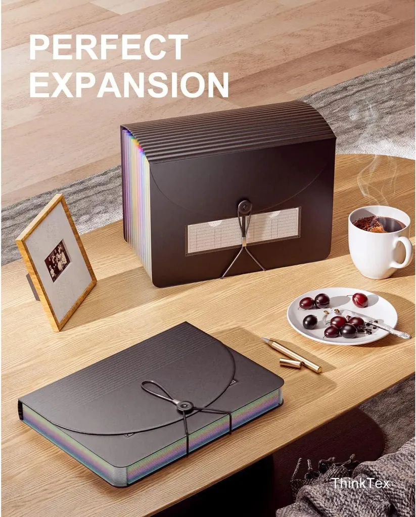 Classeur extensible A4 12 compartiments en plastique noir résistant - 3