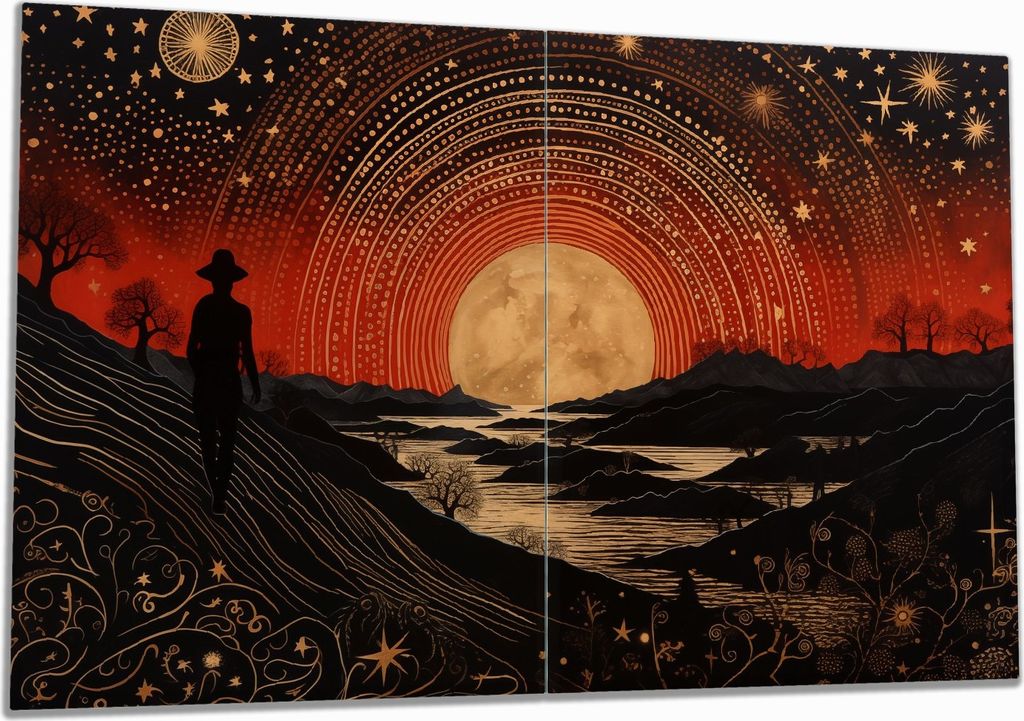 Wallario Herdabdeckplatte aus Glas, Größe 80 x 52 cm 2-teilig, Motiv Unter dem Sternenzelt
