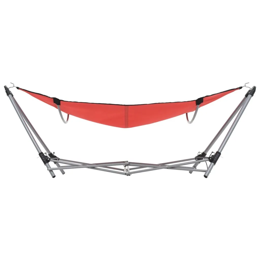 Hamac pliable et compact avec structure en acier rouge vidaXL - 3