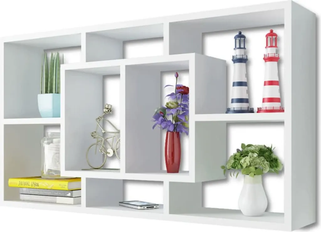 Étagère murale suspendue 8 compartiments Blanc - Design moderne 85cm - 4