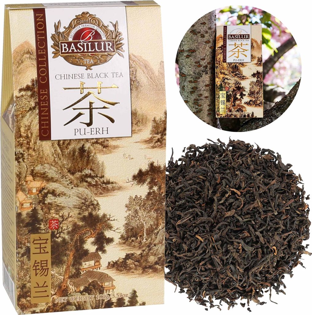 BASILUR Chinese Black Tea - PolyurethanErh Tea - Chinesischer roter Tee mit rauchigem Geschmack und Aroma 100 g x6