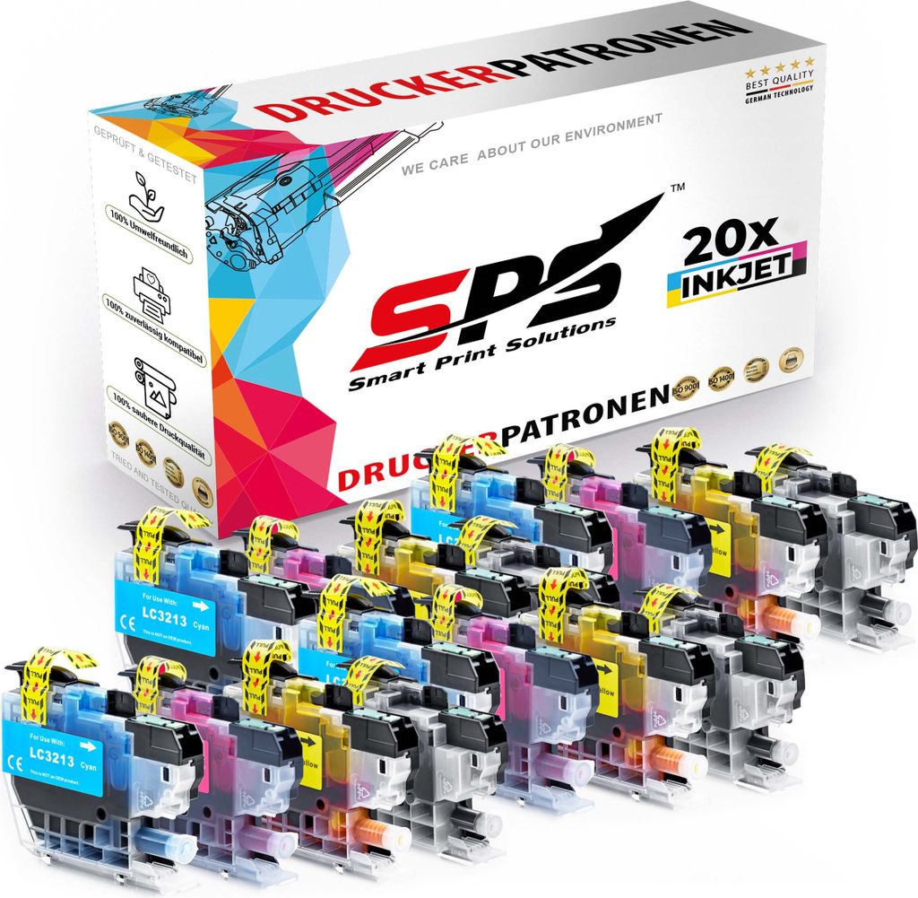 20x Tinten Brother LC-3213 Multipack kompatibel für Brother MFC-J491DW Drucker