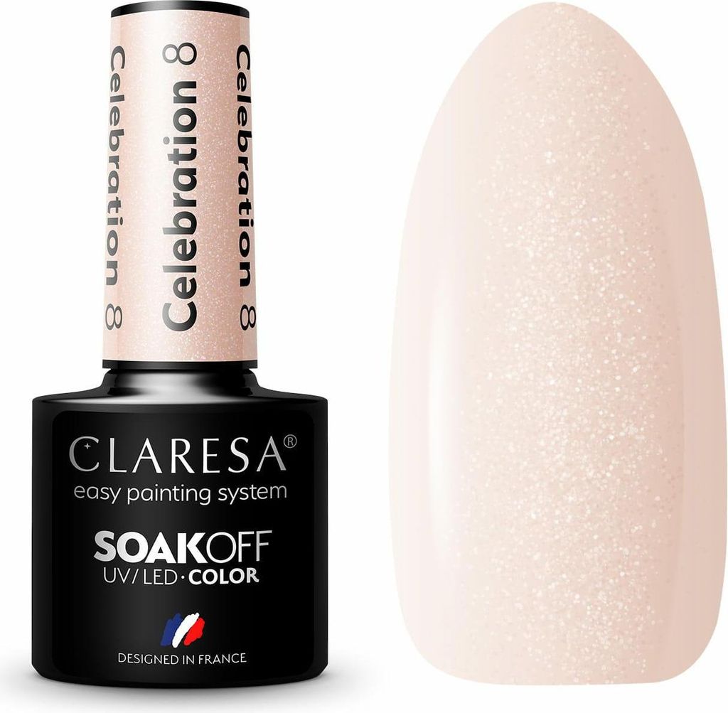 Claresa | Hybrider Nagellack Celebration 8 - 5g - Langlebiger Nagellack - Intensiver Glanz - Einfache Anwendung