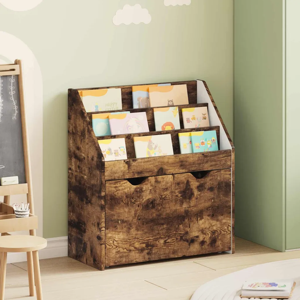 SYFAX™ Libreria per Bambini Rovere Fumé 60cm con Cassetto | Design Moderno - 3