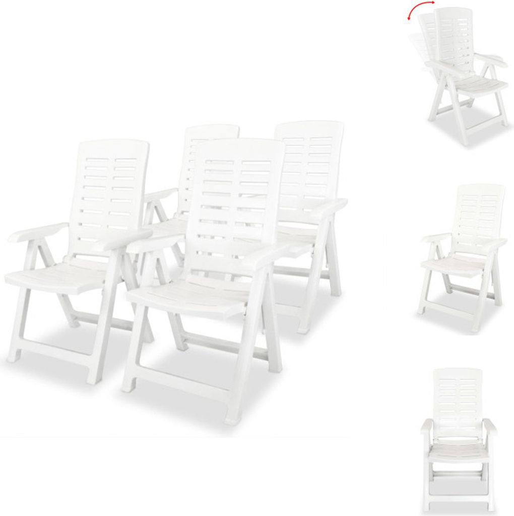 vidaXL Garten-Liegestühle 4 Stk. Kunststoff Weiß - Gartenstühle