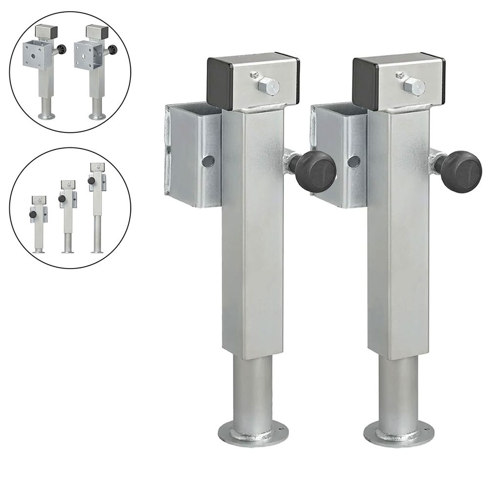 2x Abstellstützen Anhängerstütze Stütze Schwenkstützen Anhänger Trailer Heckstücke Schwenkstütze 60x60mm klappbar SF60 D42 SW19 410-655mm 1...