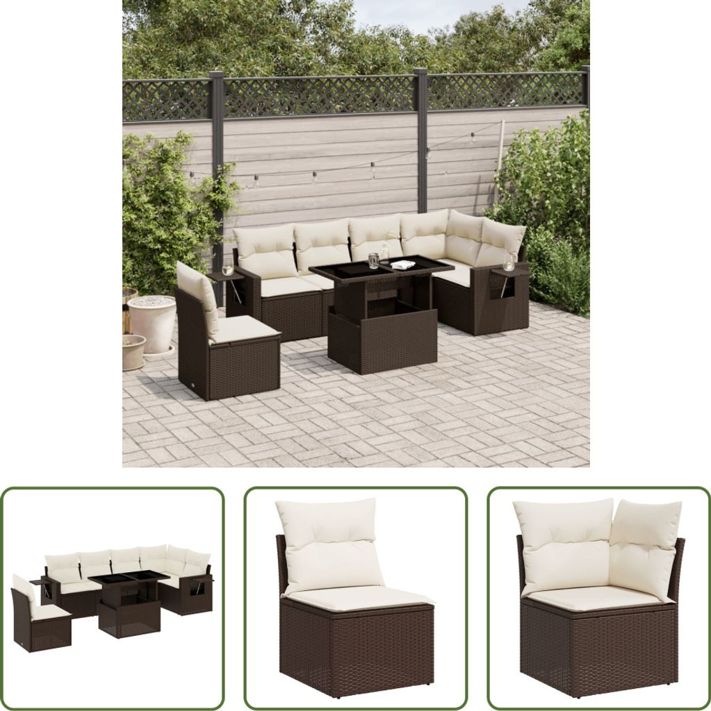 The Living Store 7-tlg. Garten-Sofagarnitur mit Kissen Produktbild 