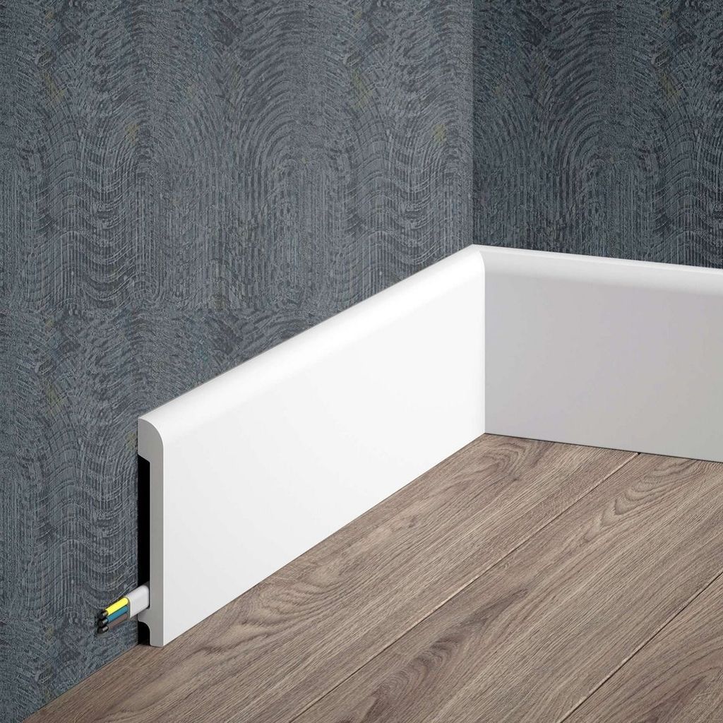PROVISTON | Sockelleiste | 13 x 99 x 2000 mm | Weiß | Fußleiste | Mit Kabelkanal | Klassisch | Hochwertig | Robust | Langlebig | 1 Stück