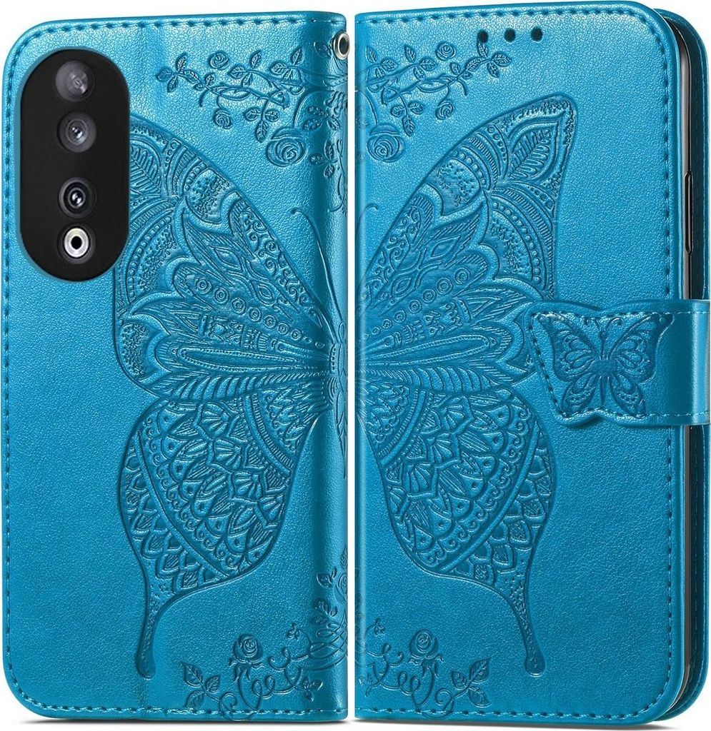 Mobigear Butterfly Honor 90 Hülle Klapphülle Geldbörse - Blau